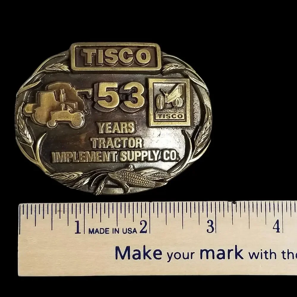 VTG Belt Buckle 1987‎ Pewter TISCO 53 Years Tractor Implement Supply Co Siskiyou